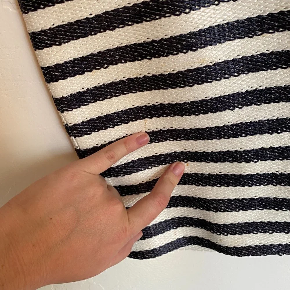 J. Crew Collection Pencil Skirt in Raffia Stripe Navy/Ivory Size 4